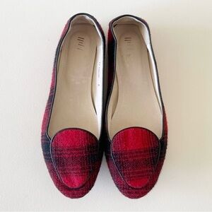 J Jill Flats Buffalo Plaid Loafer Chic Preppy Casual Holiday Red Black 8